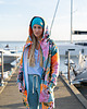 bluza z kapturem damska Zipper Long Palm Leaves