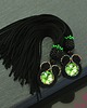 kolczyki chwosty Kolczyki sutasz Black  Green Tassels z chwostami