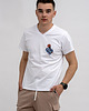 t-shirty męskie T-shirt męski  biały do V z nadrukiem