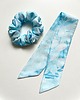 gumki do włosów Scrunchie Blue Flores - dostępna w wersji z odwiązywaną szarfą