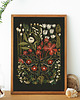 grafiki i ilustracje Night garden, plakat botaniczny, plakat kwiaty, motyl