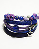 bransoletki skórzane Bransoletka - Indygo, fiolet - rzemienie, koraliki
