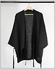 bluzki kimonowe damskie Lniane Kimono Haori, czarne Kuro