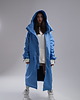 płaszcze damskie Parka Longline Hoodie Oversize baby blue ocieplana