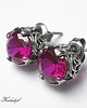 kolczyki wire wrapping Koronkowe -ruby sztyfty