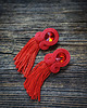klipsy Etniczne klipsy soutache z frędzlami- czerwone