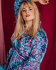 bluza bez kaptura damska Aksamitna BLUZA/ KIMONO domowe/marynarka, autorski print niebieska RAFA KORALOWA