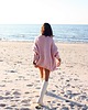 swetry damskie  Sweter handmade oversize  z wełną  pudrowy róż