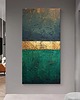 obrazy Obraz artystyczny  80x160cm w kolorach tuskus szmaragd grafit złoto