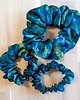 gumki do włosów Scrunchie gumka do włosów jedwabna Peacock turkusowa zielona S,M,L