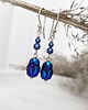 kolczyki swarovski Szafirowe skarabeusze- kolczyki srebrne- kryształ Swarovskiego