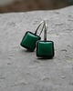 kolczyki wire wrapping Zielony kwadracik - kolczyki