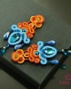 kolczyki soutache Pomarańczowo niebieskie kandelabrowe kolczyki sutasz