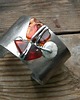bransoletki wire wrapping Koniakowe bursztyny z perłą -  bransoleta mankiet CUFF