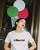 t-shirt damskie Koszulka Liberte z czarnym napisem