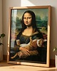 grafiki i ilustracje PLAKAT Mona Lisa z kotem portret , zabawny prezent dla kociary