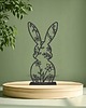 ozdoby wielkanocne Królik Zając Figurka wielkanocny z drewna 20cm na podstawce decoupage