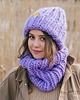 czapki damskie Peruvian WOOLY Fioletowy komplet zimowy czapka i komin