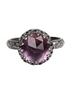 pierścionki srebrne Srebrny oksydowany pierścionek Princess z ametystem w stylu Vintage
