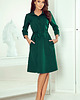 sukienki midi damskie 286-1 SANDY Koszulowa rozkloszowana sukienka - ZIELEŃ BUTELKOWA