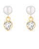 kolczyki pozłacane Złote kolczyki perły z sercami SWAROVSKI CRYSTAL