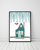 plakaty Plakat z domkiem i lisem, home sweet home