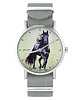 zegarki unisex Zegarek - Czarny koń malowany - szary, nylonowy