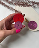 kolczyki soutache Asymetryczne kolczyki czerwień i róż