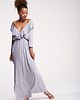 sukienki maxi damskie Sukienka maxi z falbana w dekolcie - szary