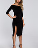 sukienki midi damskie Sukienka z rozcięciem-czarna(M-559)