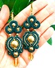 kolczyki soutache Gloria zielono złote kolczyki sutasz