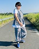 spodnie materiałowe damskie Balloon pants w paski n/b
