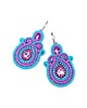 kolczyki soutache Lena niebiesko różowe małe kolczyki sutasz z kryształkami