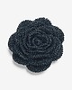 broszki Broszka róża XL - czarna ze srebrną błyszczącą nitką