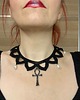 chokery Koronkowy choker czarny z ankh