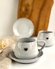 filiżanki Filiżanka ze spodkiem beczułka 250 ml w stylu boho - Cappuccino z sercem