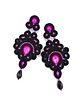 kolczyki soutache Rossa wieczorowe fuksjowo czarne  kolczyki sutasz z kryształkami