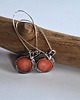 kolczyki wire wrapping Kolczyki miedziane z koralem
