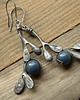 kolczyki wire wrapping jeansowy  jadeit  - gałązki - kolczyki