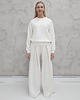 komplety damskie Sarai wygodny komplet bluza i szerokie spodnie z zakładkami Cream