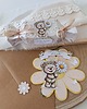 kartki scrapbooking MIŚ ZE STOKROTKĄ zaproszenie + podziękowanie