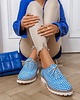 półbuty damskie SKÓRZANE PÓŁBUTY ZAPATO - MODEL 258 - KOLOR NIEBIESKA SZACHOWNICA
