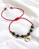 bransoletki z kamieni naturalnych OCHRONNA bransoletka - czarny turmalin - lunula : czerwony sznurek