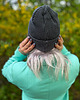 czapki damskie Bawełniana czapka beanie logo ekoskórka Ciemny szary