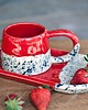 kubki Zestaw czerwony kubek z talerzem