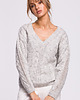 swetry damskie  Sweter z dekoltem w serek-szary(M-510)