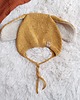czapki dziecięce Ręcznie dziergana BUNNY BONNET musztarda