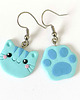 kolczyki z masy plastycznej Kolczyki Niebieskie Kotki