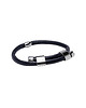 chokery Regulowany choker z czarnej skóry i błyszczącej stali