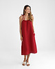 sukienki midi damskie Lniana Sukienka FLORA MIDI red wine